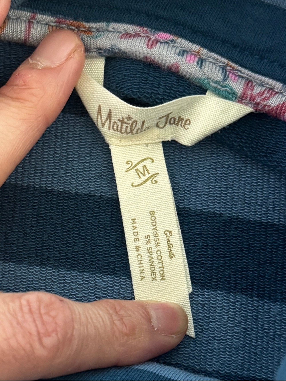 Matilda Jane Jacket Womens M Blue Striped Button Front Long Cardigan Coat - Picture 11 of 13